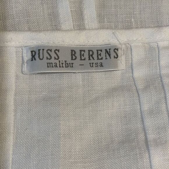 Russ Berens top S 100% linen white pintuck Decor Angelic Minimalist Dainty Girl - Picture 7 of 10